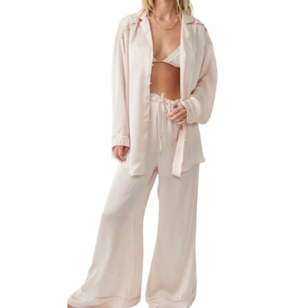 Free People Dreamy Days Pajama Set in Pink Nectar XS